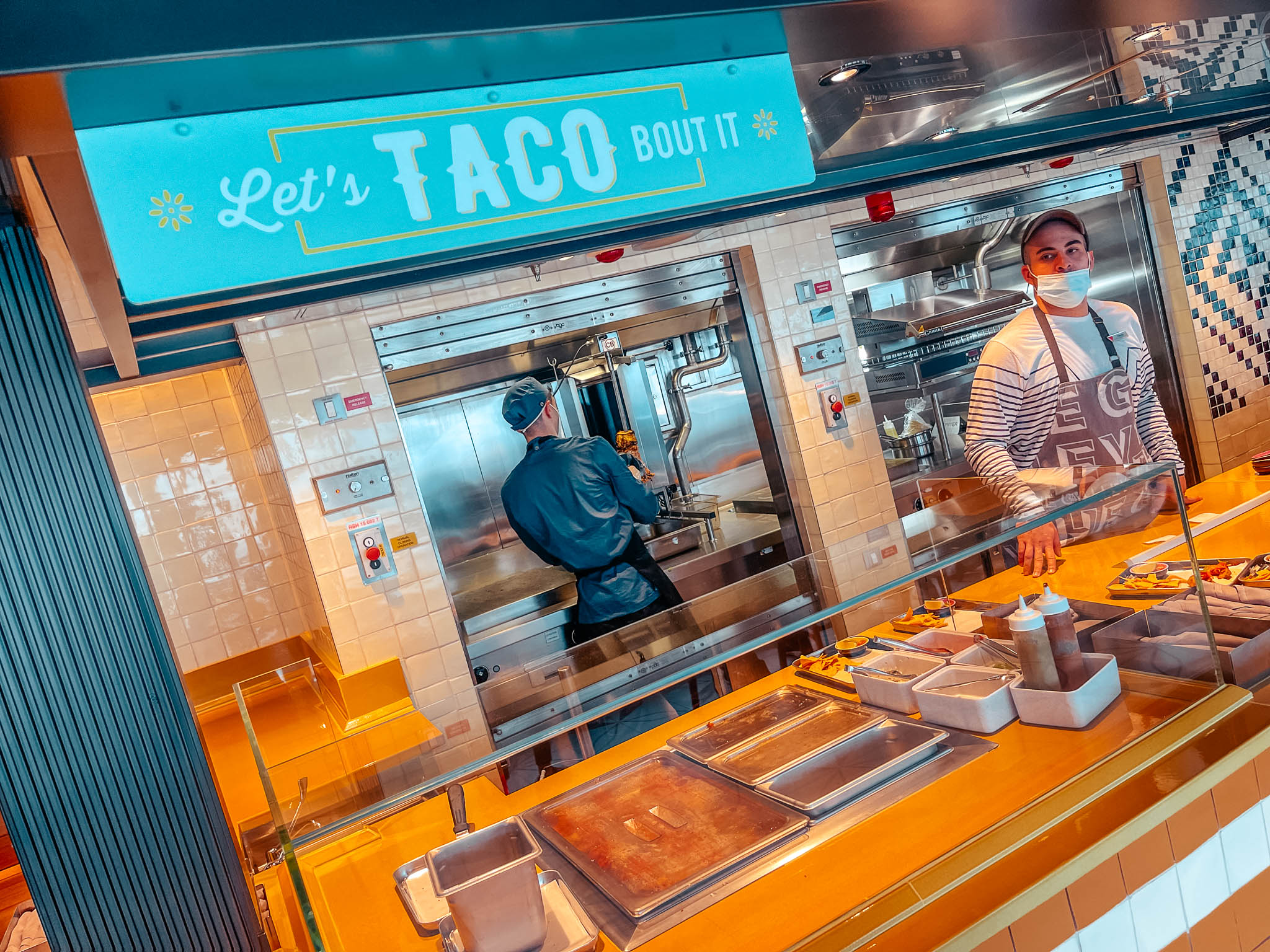 Taco station in The Galley on Virgin Voyages