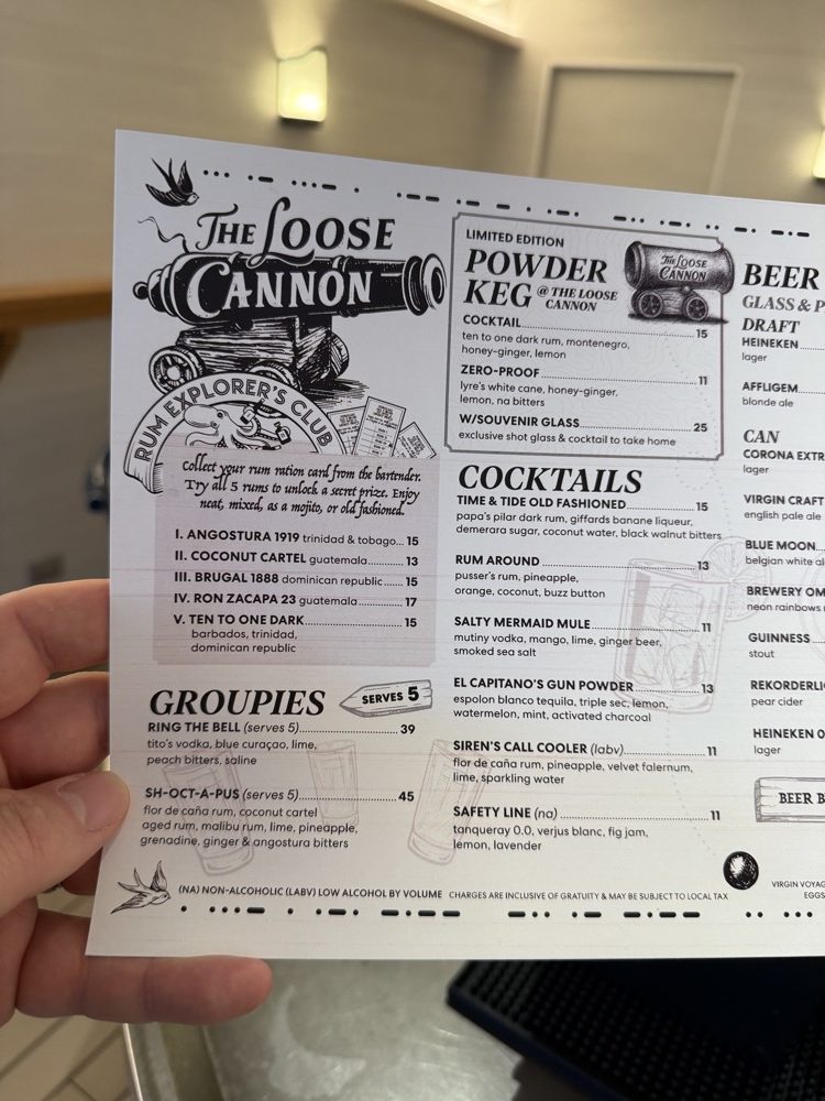The Loose Cannon bar Menu 2026