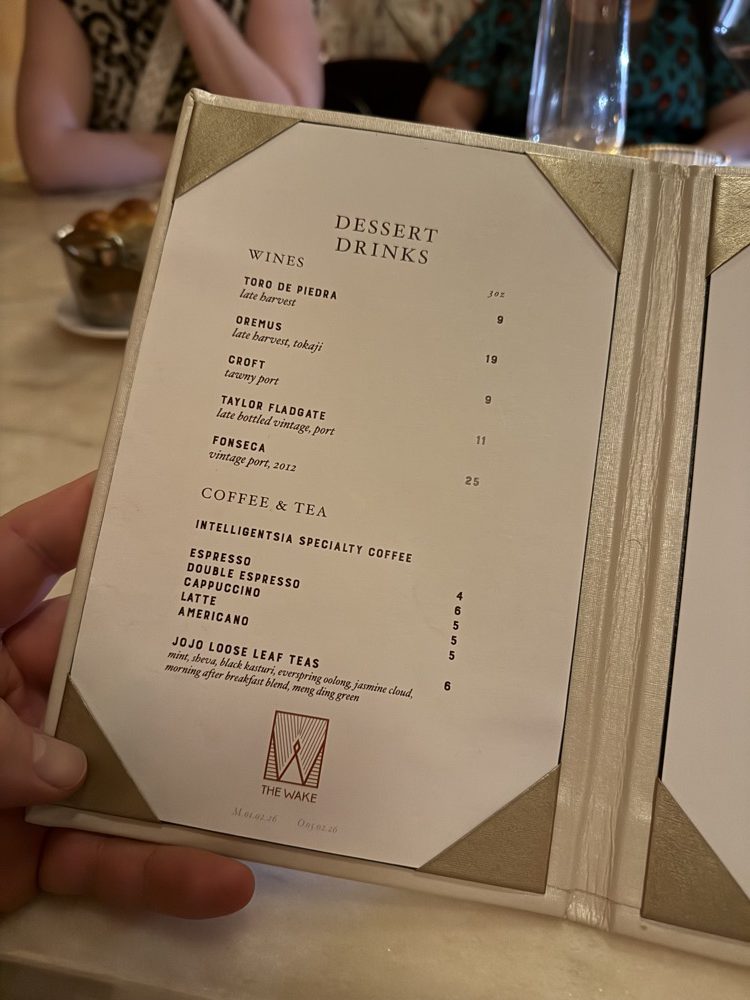 The Wake Drinks Menu 2026