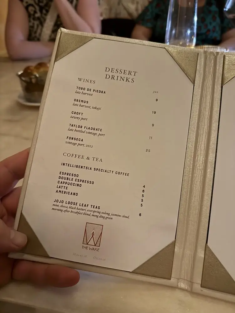 The Wake Drinks Menu 2026