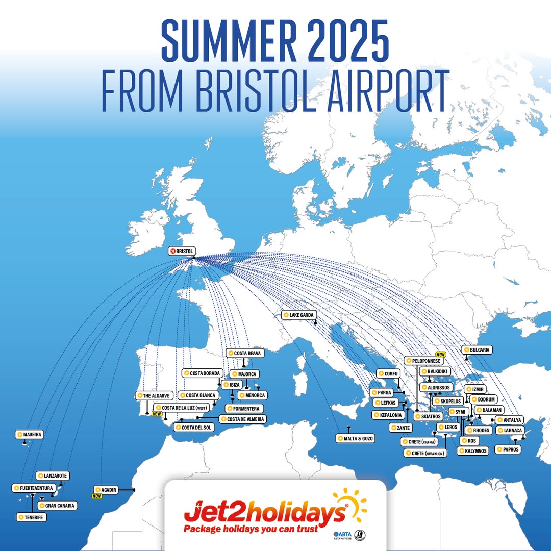 Jet2Holidays Bristol Route Map