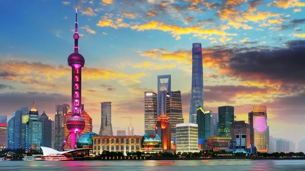 Pudong skyline in Shanghai at night