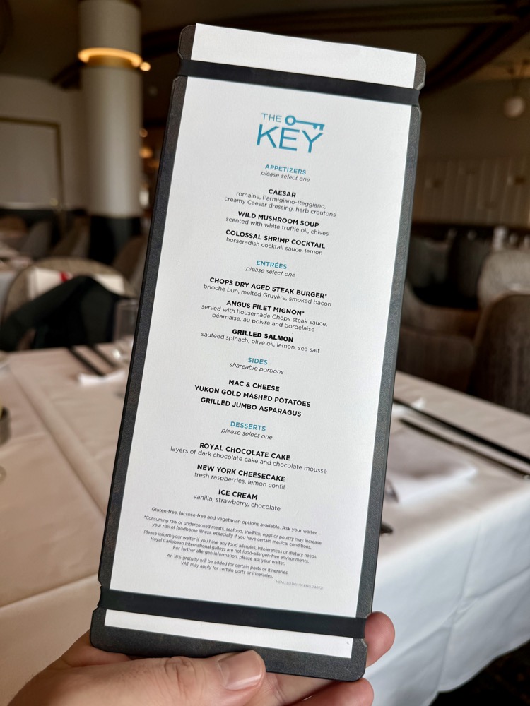 The Key Lunch Menu - Spectrum of the Seas