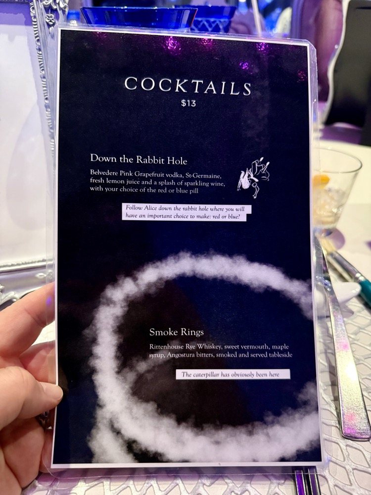 Spectrum of the Seas Wonderland Menu
