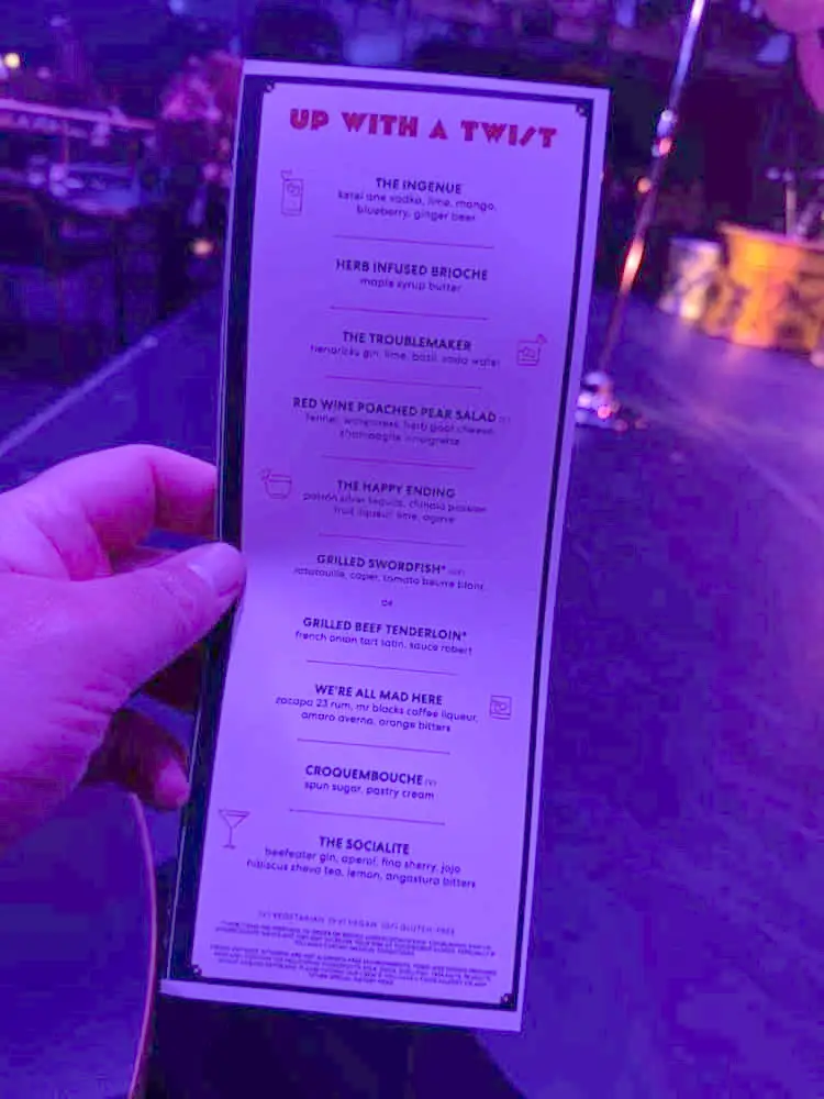 Brilliant Lady Up With A Twist — Dinner Show Menu