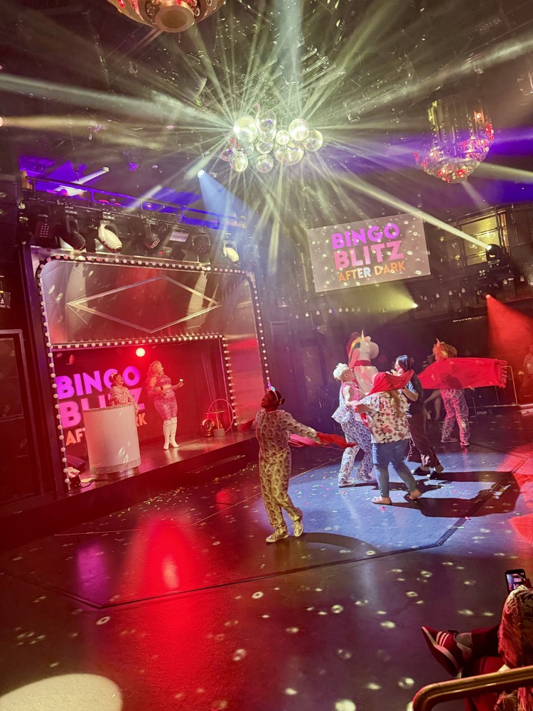 Bingo Blitz After Dark show on stage aboard Brilliant Lady