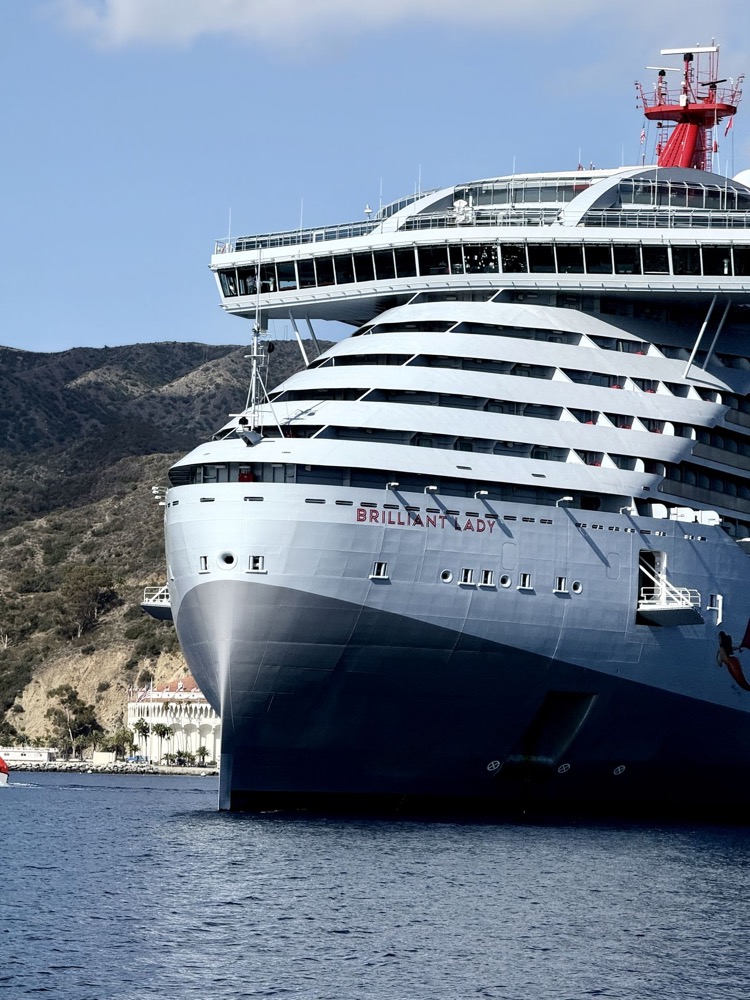 Virgin Voyages Brilliant Lady anchored off Avalon, Catalina Island