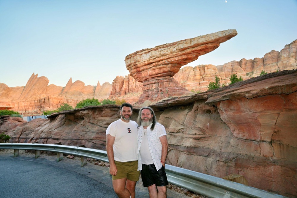 Kieran and Phil in Cars Land at Disney California Adventure