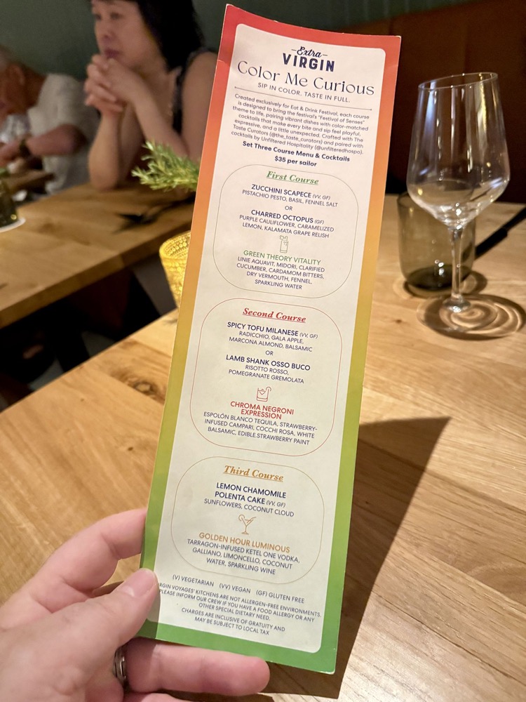 Extra Virgin Color Me Curious pairing menu during the Festival of Senses