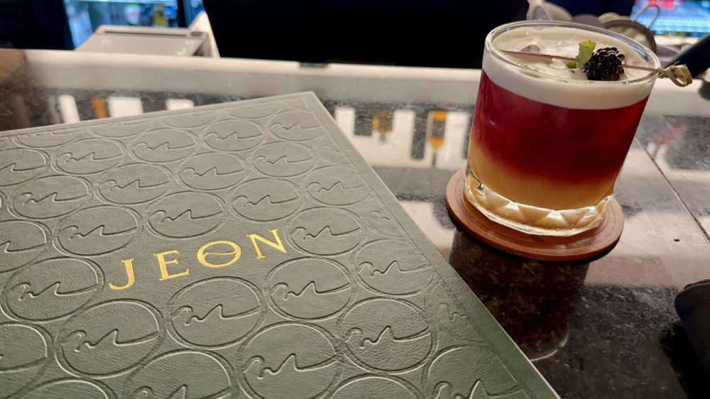Cocktail and menu at JEON Korean on Davie Street, Vancouver