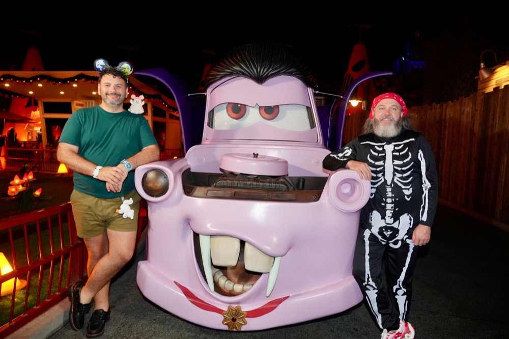 Kieran and Phil with Halloween Mater in Cars Land