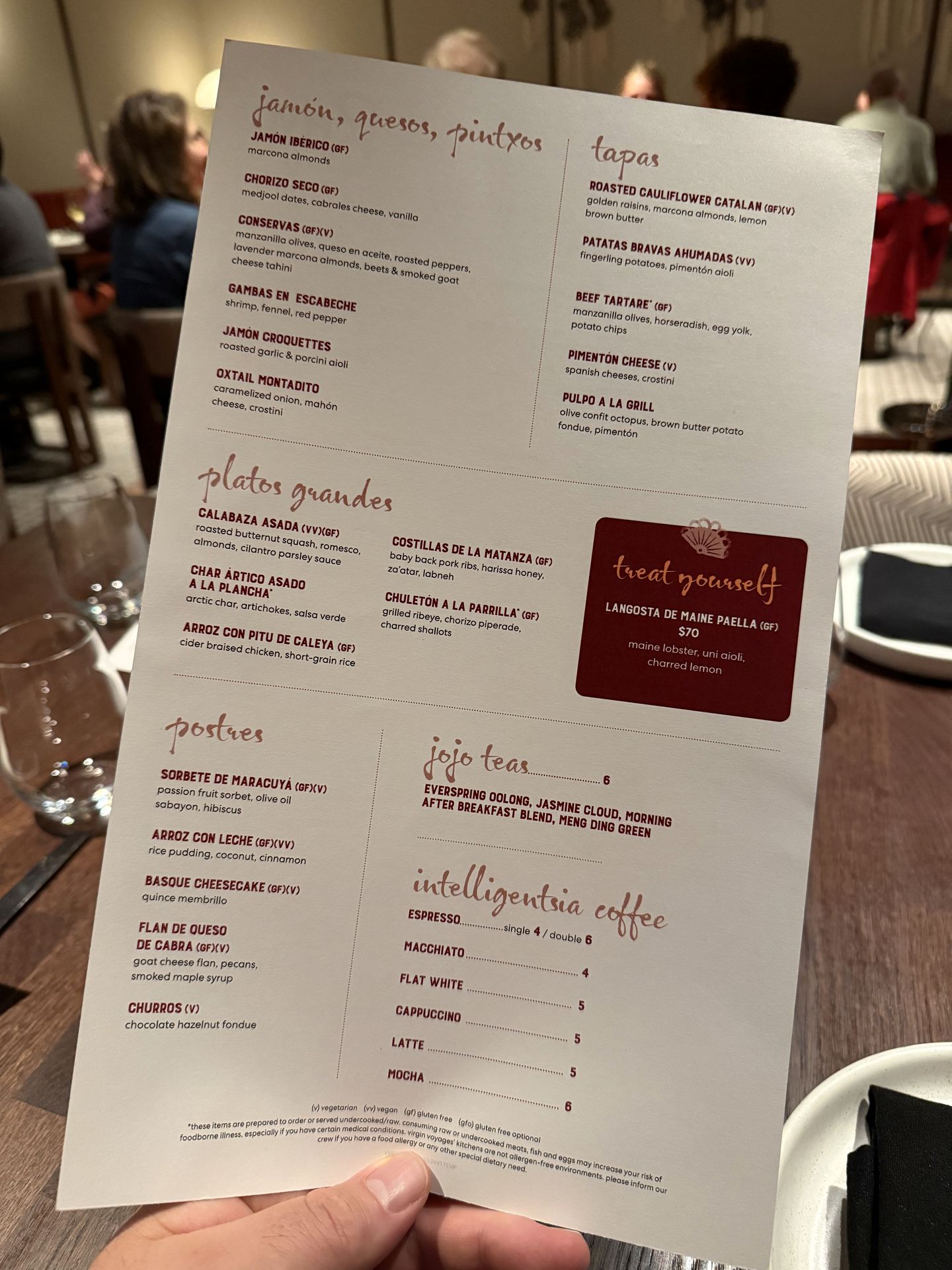 Rojo by Razzle Dazzle Spanish menu on Brilliant Lady