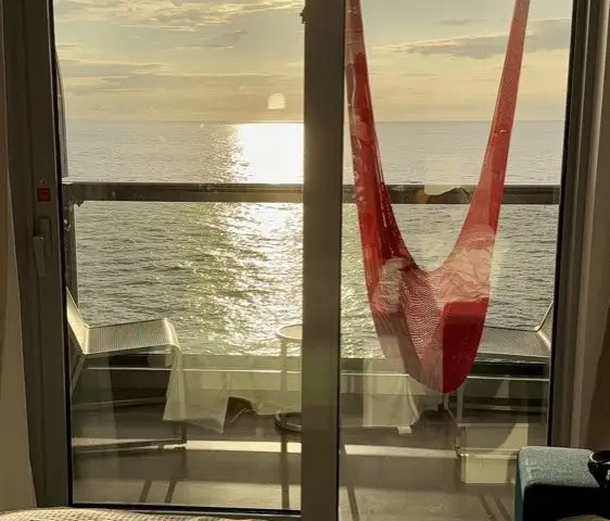 Hammock on a Sea Terrace at sunset on Brilliant Lady