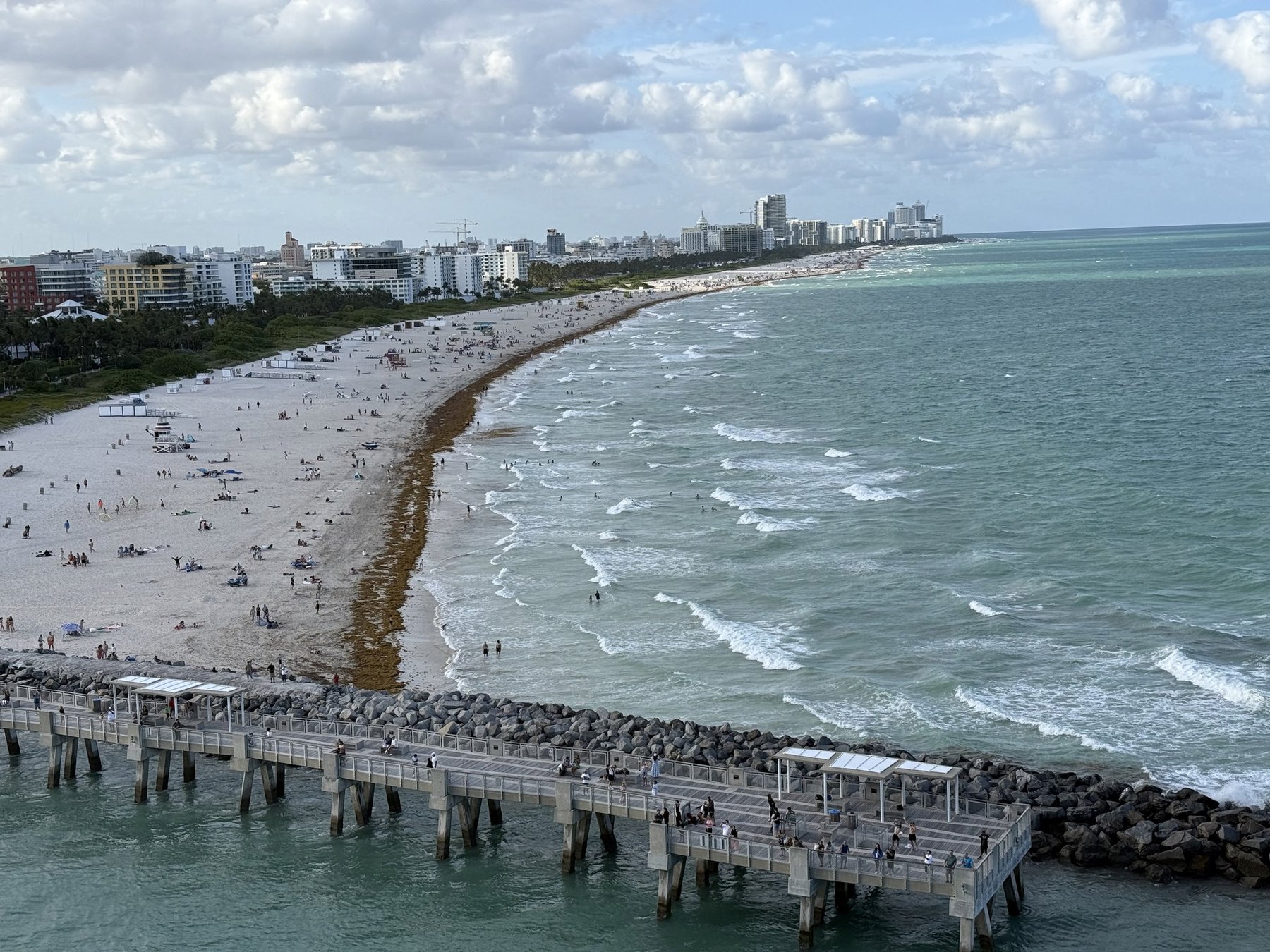 Miami Beach and South Pointe seen from the ship at sail-away