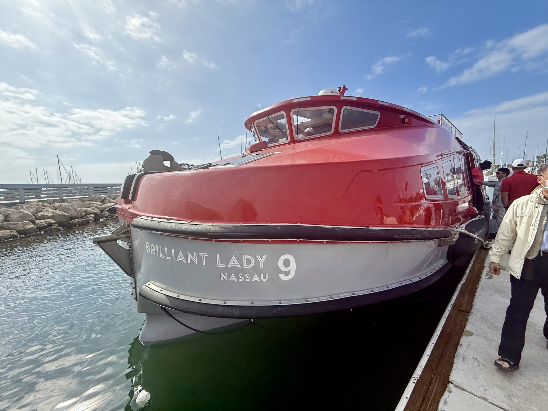 Brilliant Lady tender boat at Santa Barbara harbour