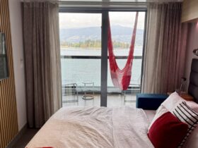 Sea Terrace cabin on Brilliant Lady with the red hammock on the balcony