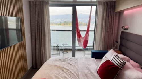 Sea Terrace cabin on Brilliant Lady with the red hammock on the balcony