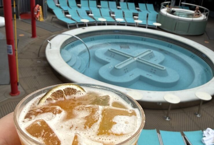 A drink beside the pool on Valiant Lady