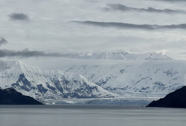Calm water and snowy mountains in Alaska from Brilliant Lady