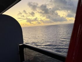 Caribbean sunrise from the deck of Resilient Lady