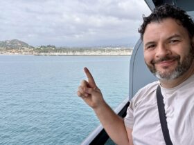 Kieran relaxing on a calm day on Brilliant Lady