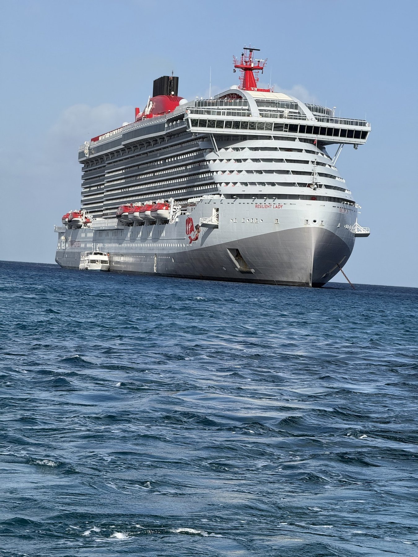 Resilient Lady at anchor off Grand Cayman