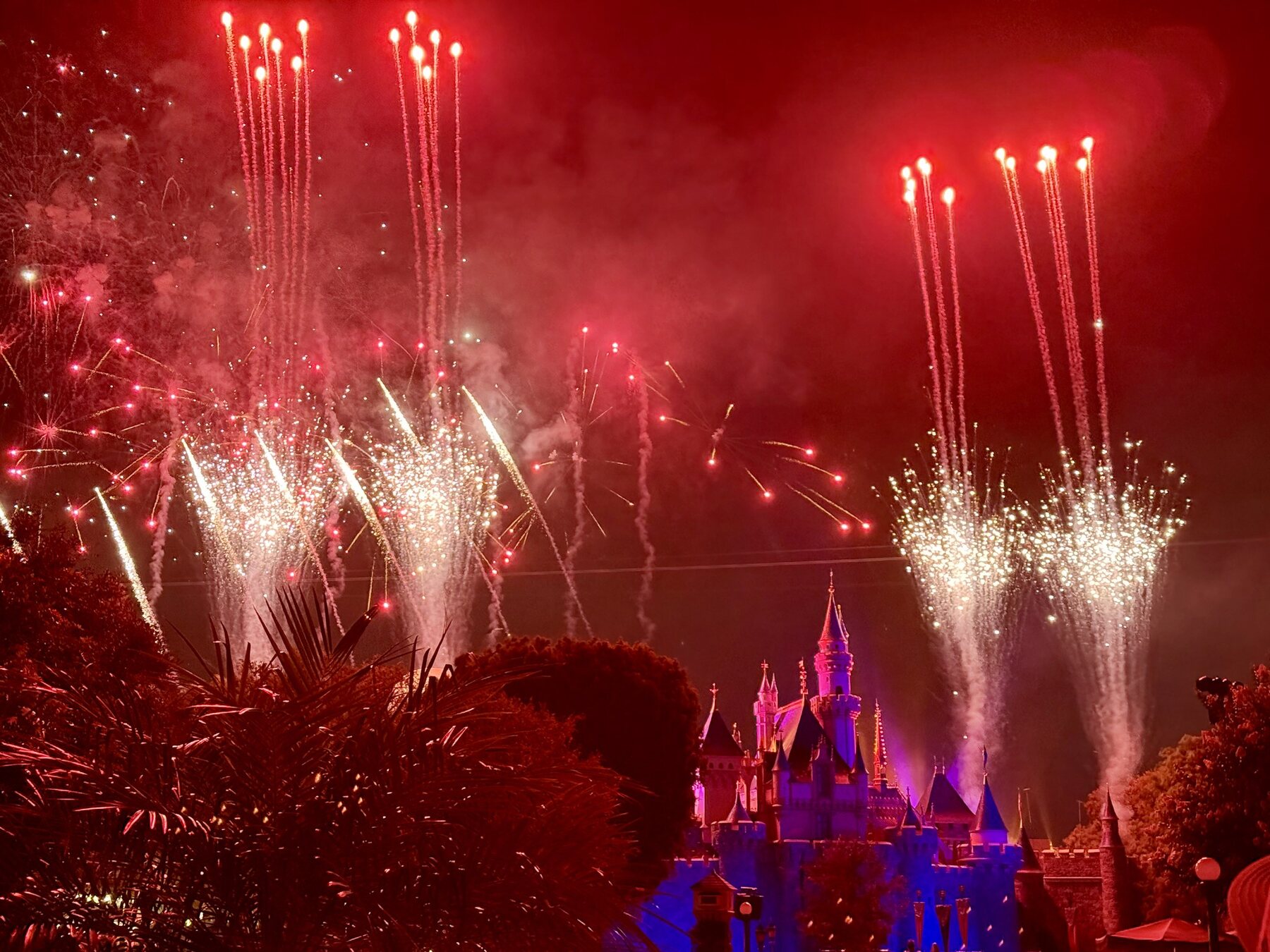 Fireworks over the castle at Disneyland