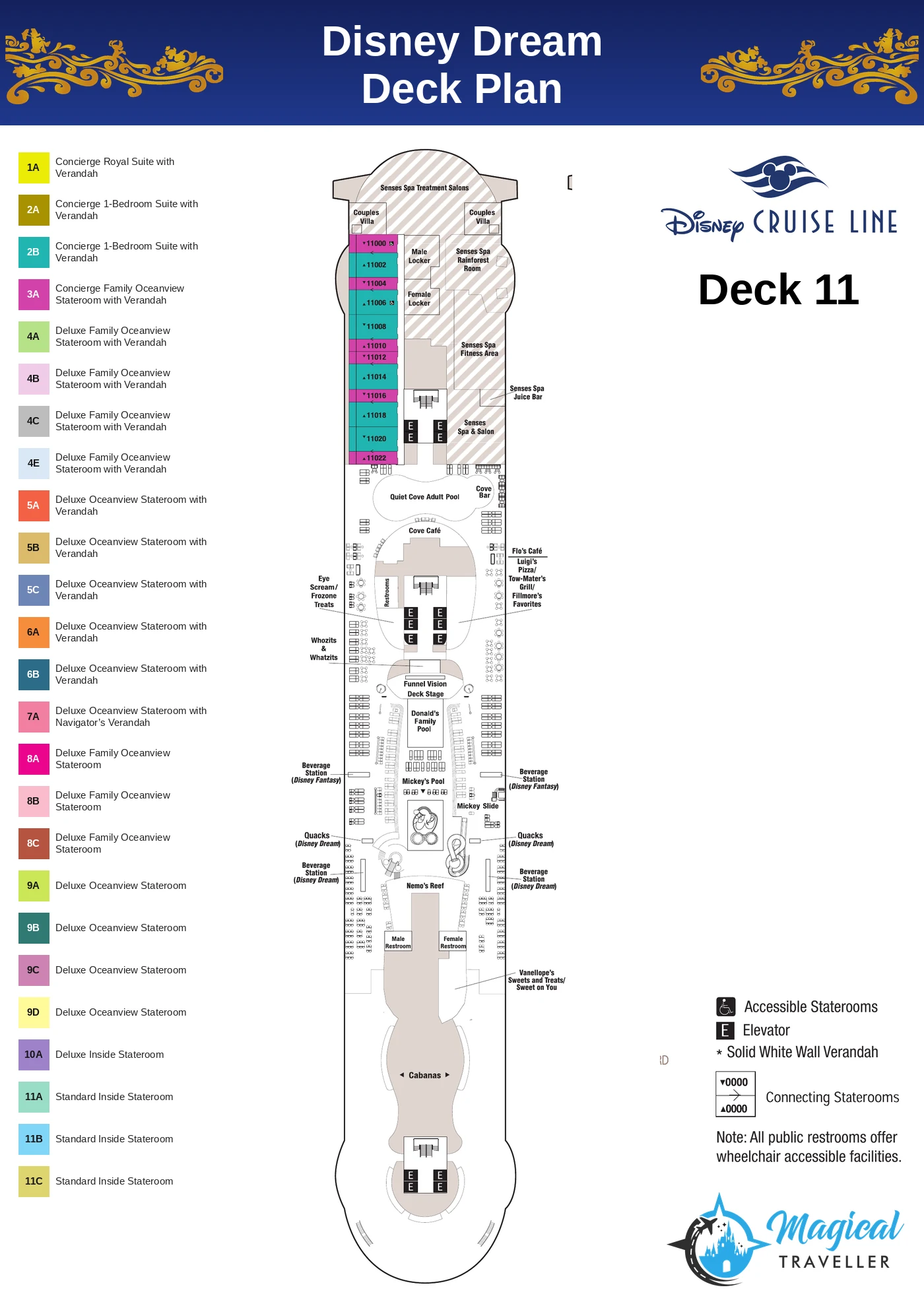 Disney Dream deck plan, Deck 11