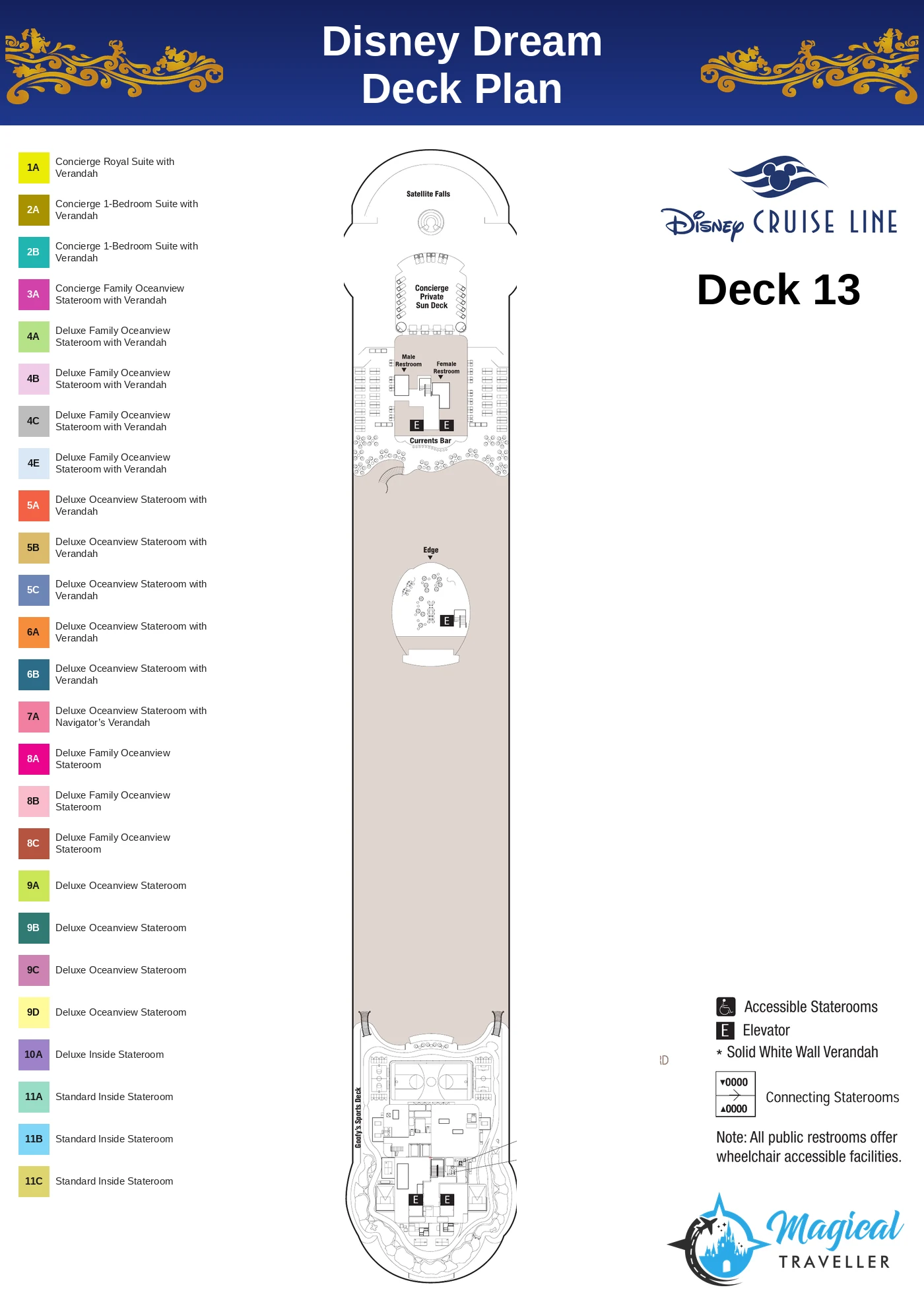 Disney Dream deck plan, Deck 13