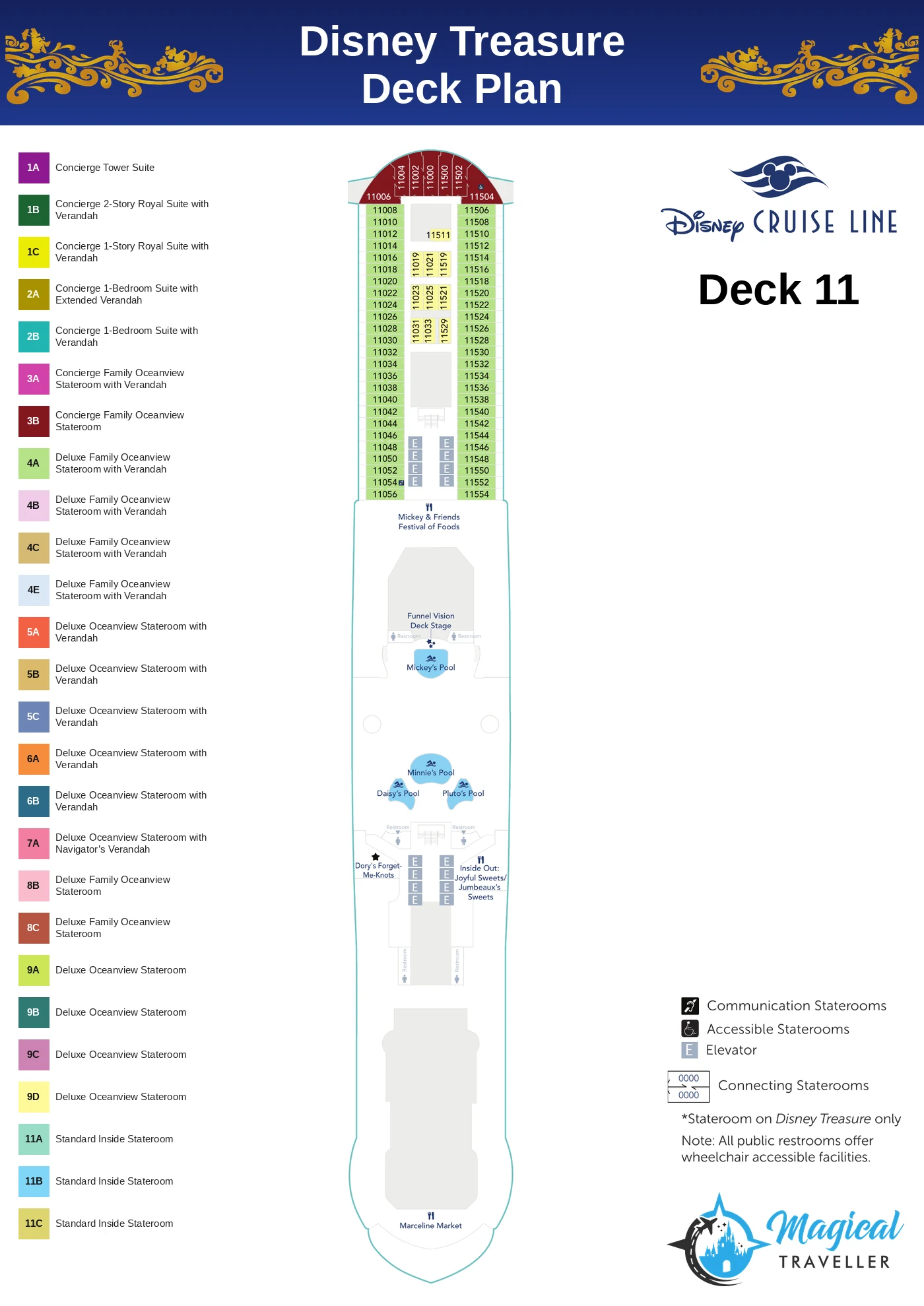 Disney Treasure deck plan, Deck 11