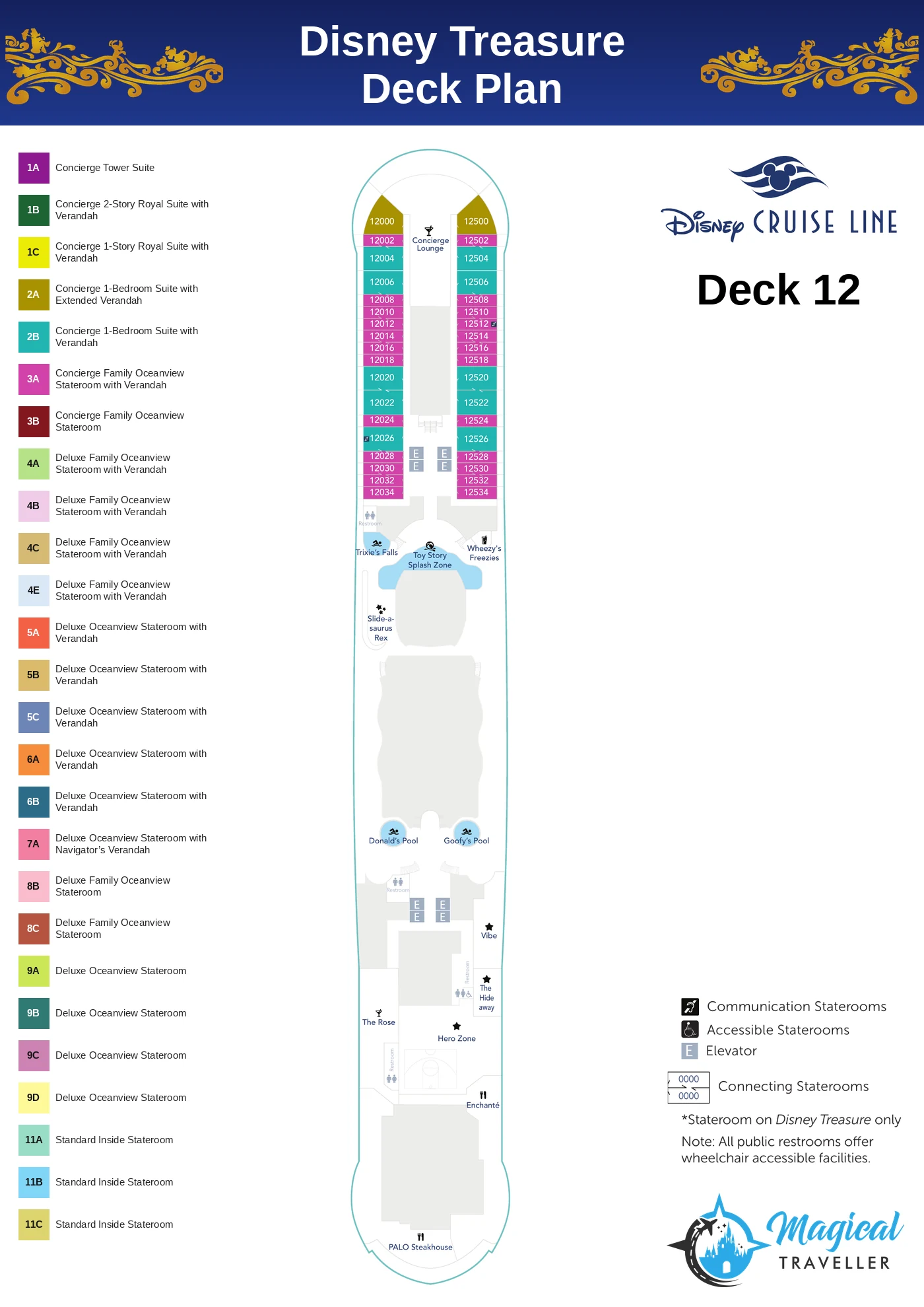 Disney Treasure deck plan, Deck 12