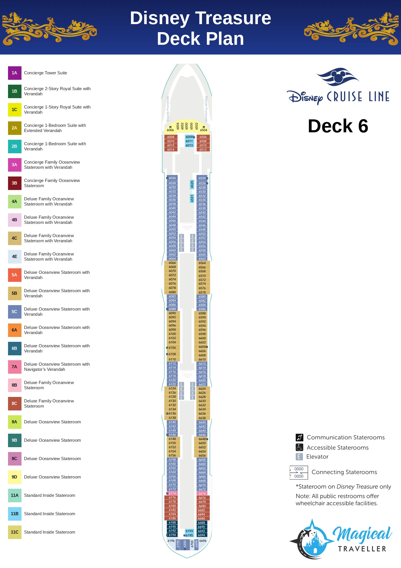 Disney Treasure deck plan, Deck 6