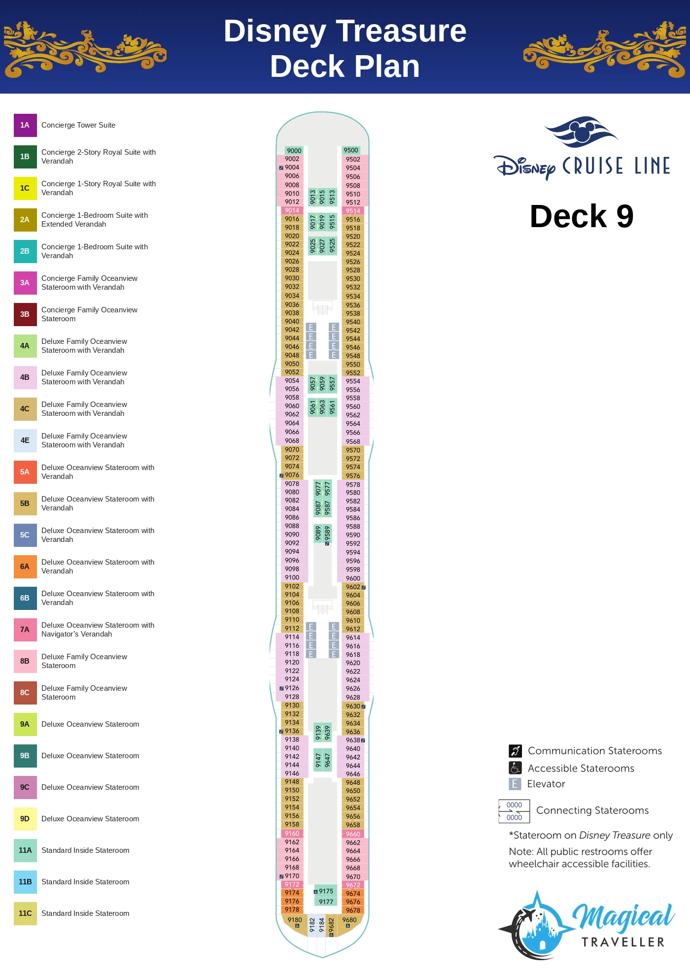 Disney Treasure deck plan, Deck 9