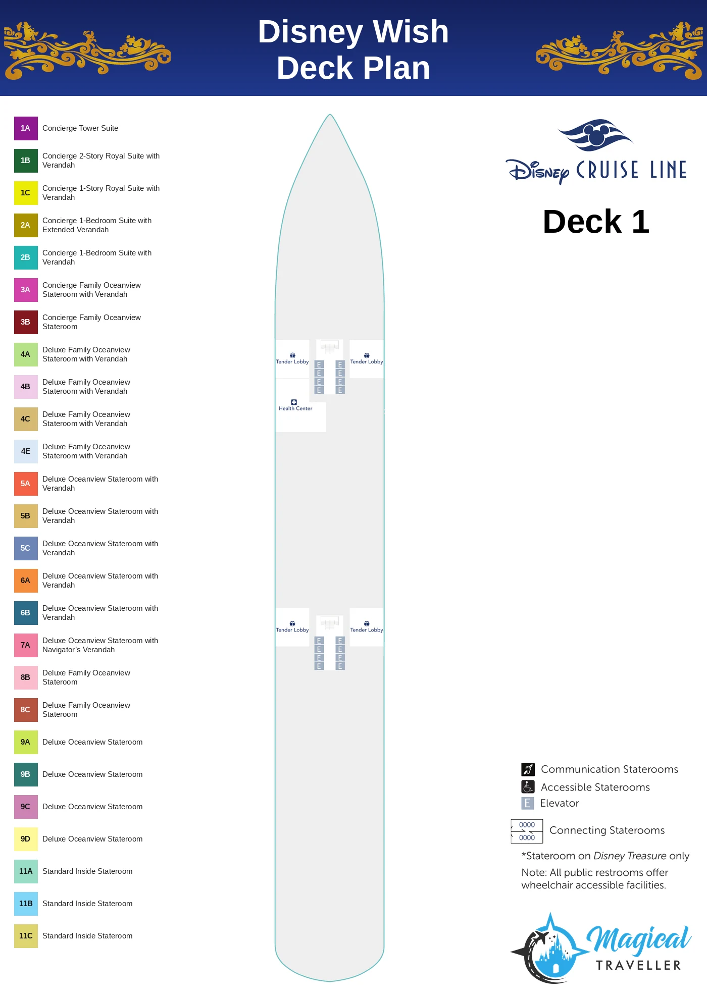 Disney Wish deck plan, Deck 1