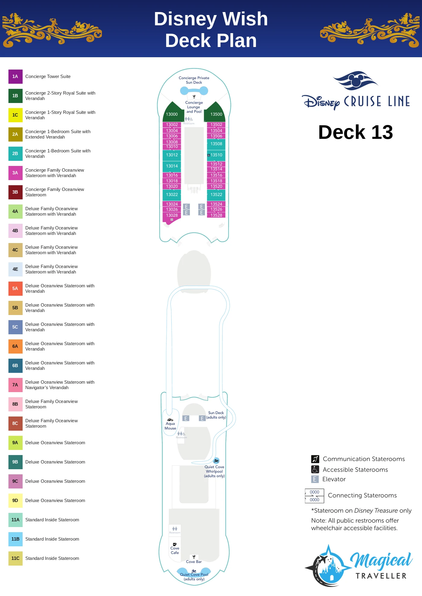 Disney Wish deck plan, Deck 13