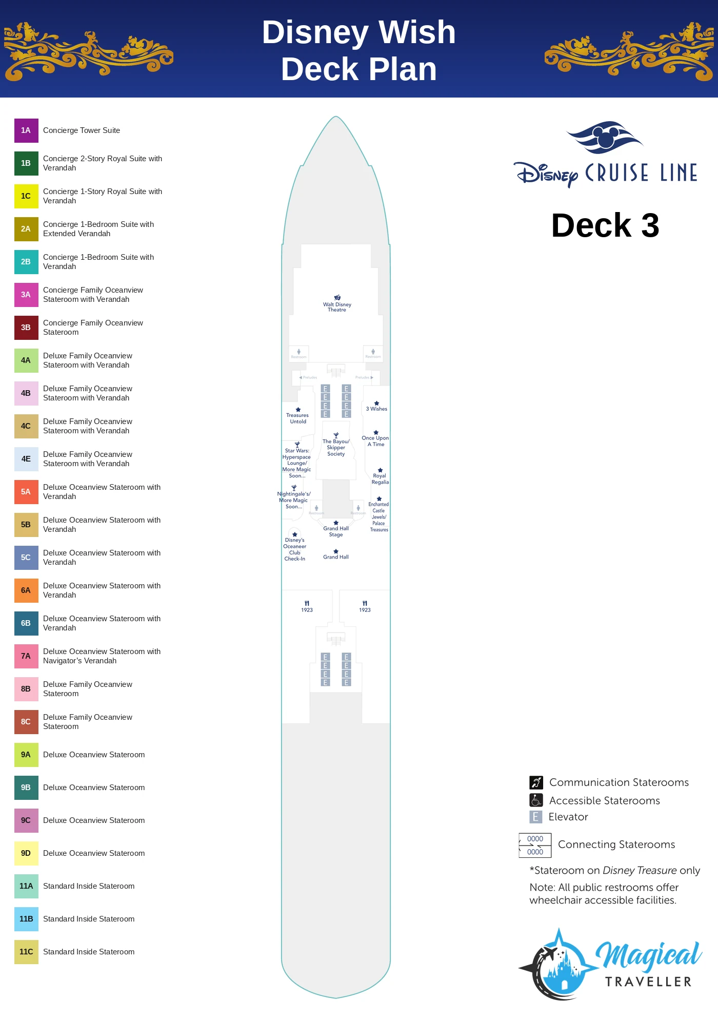Disney Wish deck plan, Deck 3