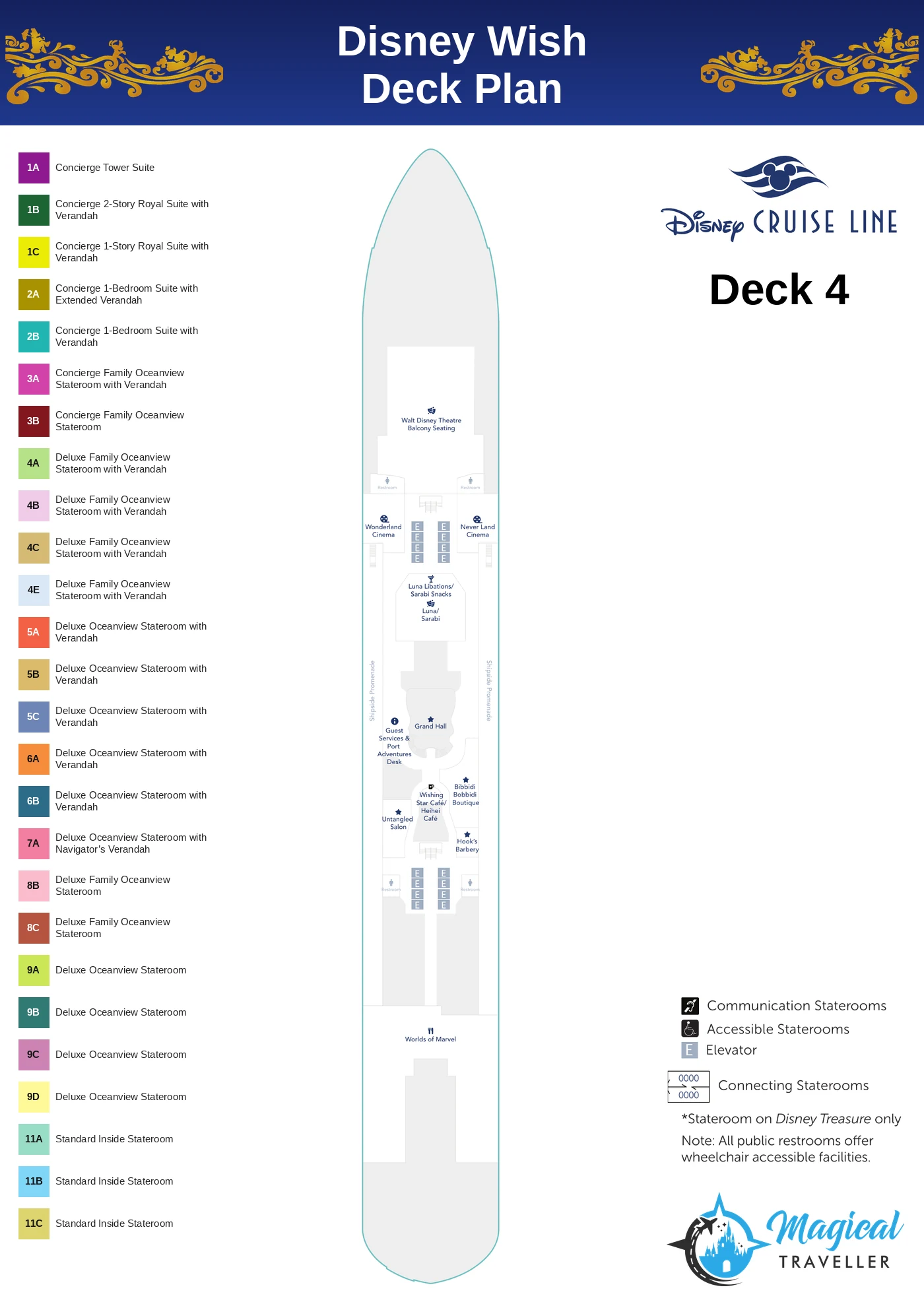 Disney Wish deck plan, Deck 4