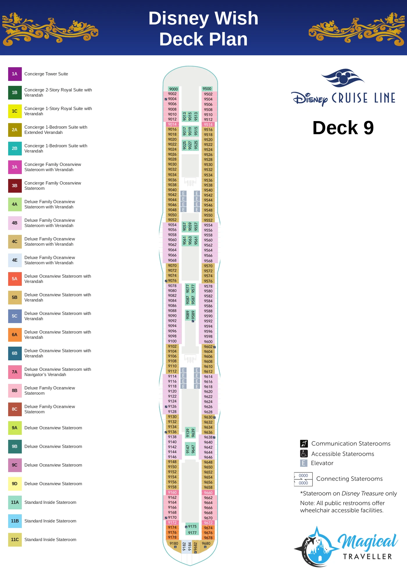 Disney Wish deck plan, Deck 9