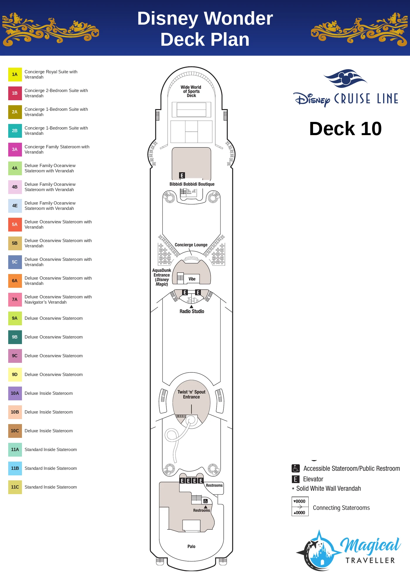 Disney Wonder deck plan, Deck 10