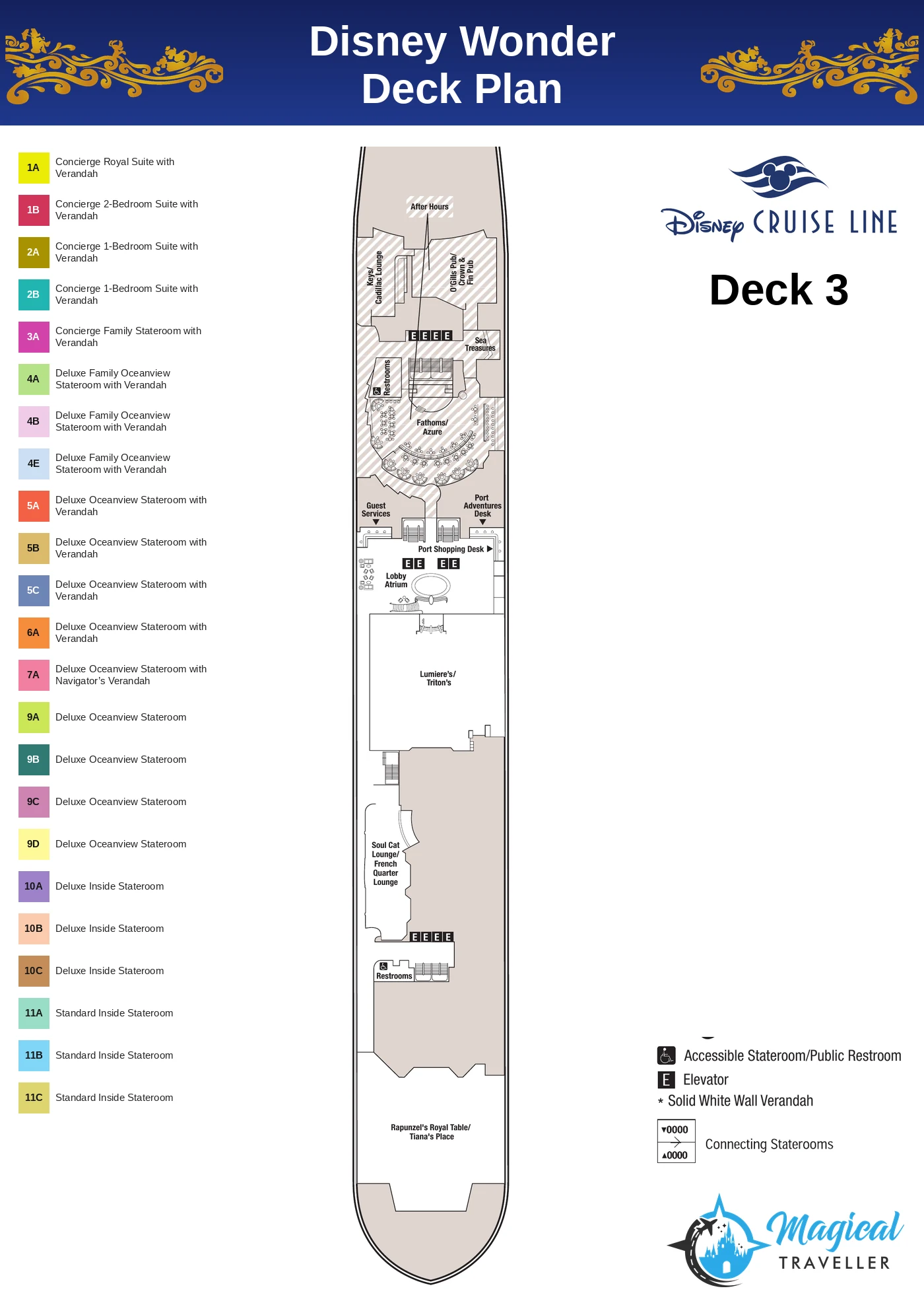 Disney Wonder deck plan, Deck 3