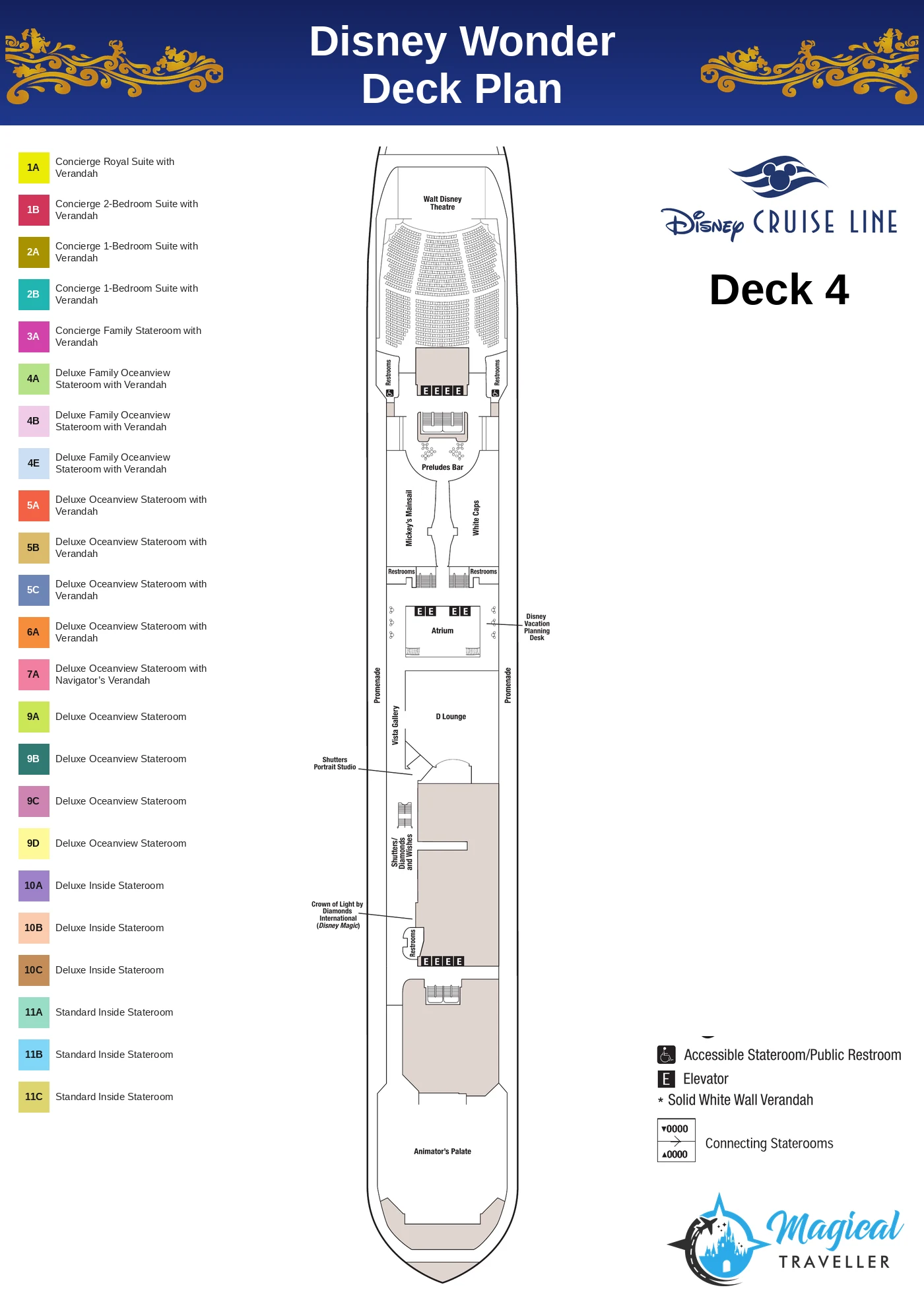 Disney Wonder deck plan, Deck 4