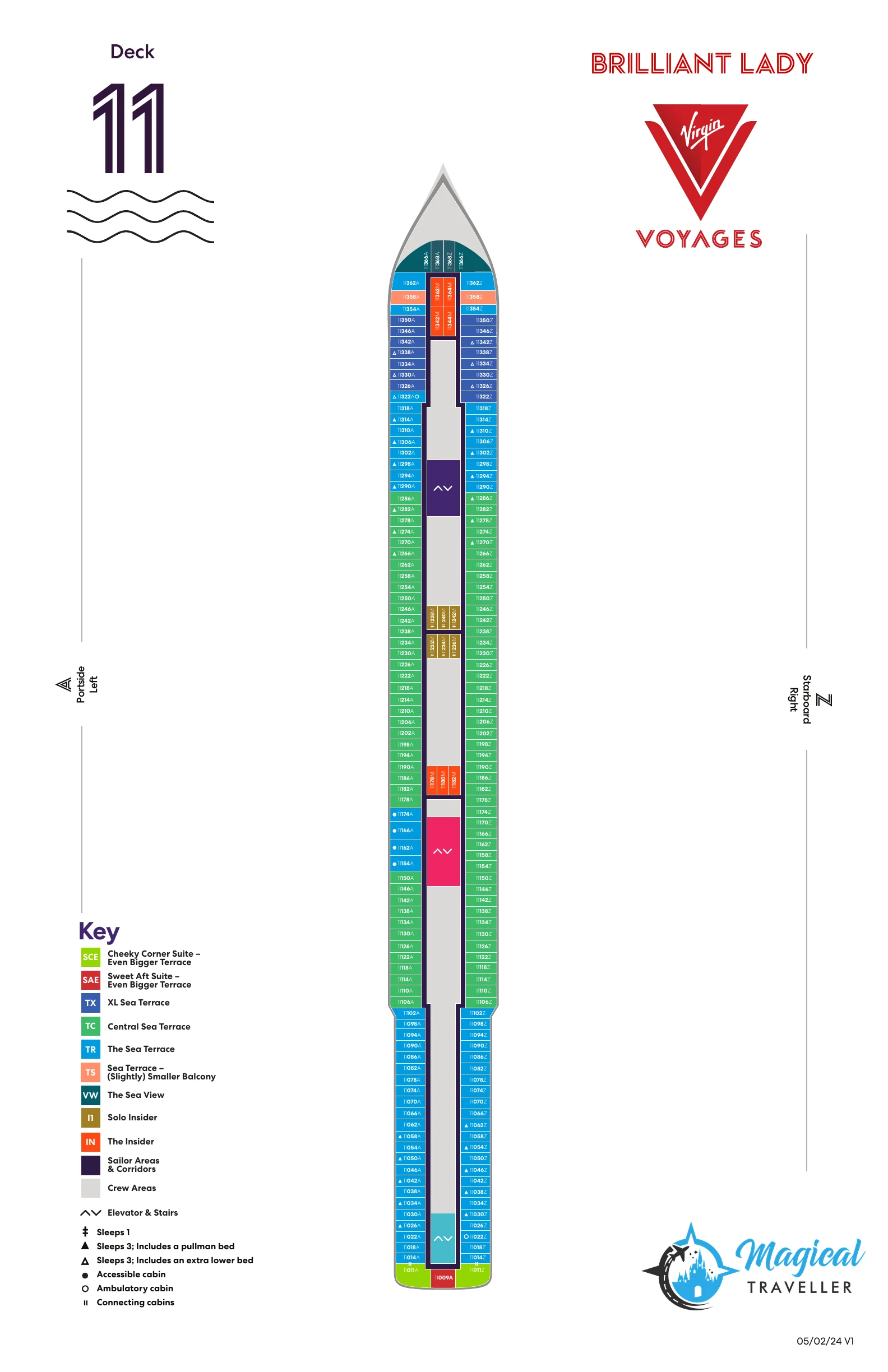 Brilliant Lady deck plan, Deck 11