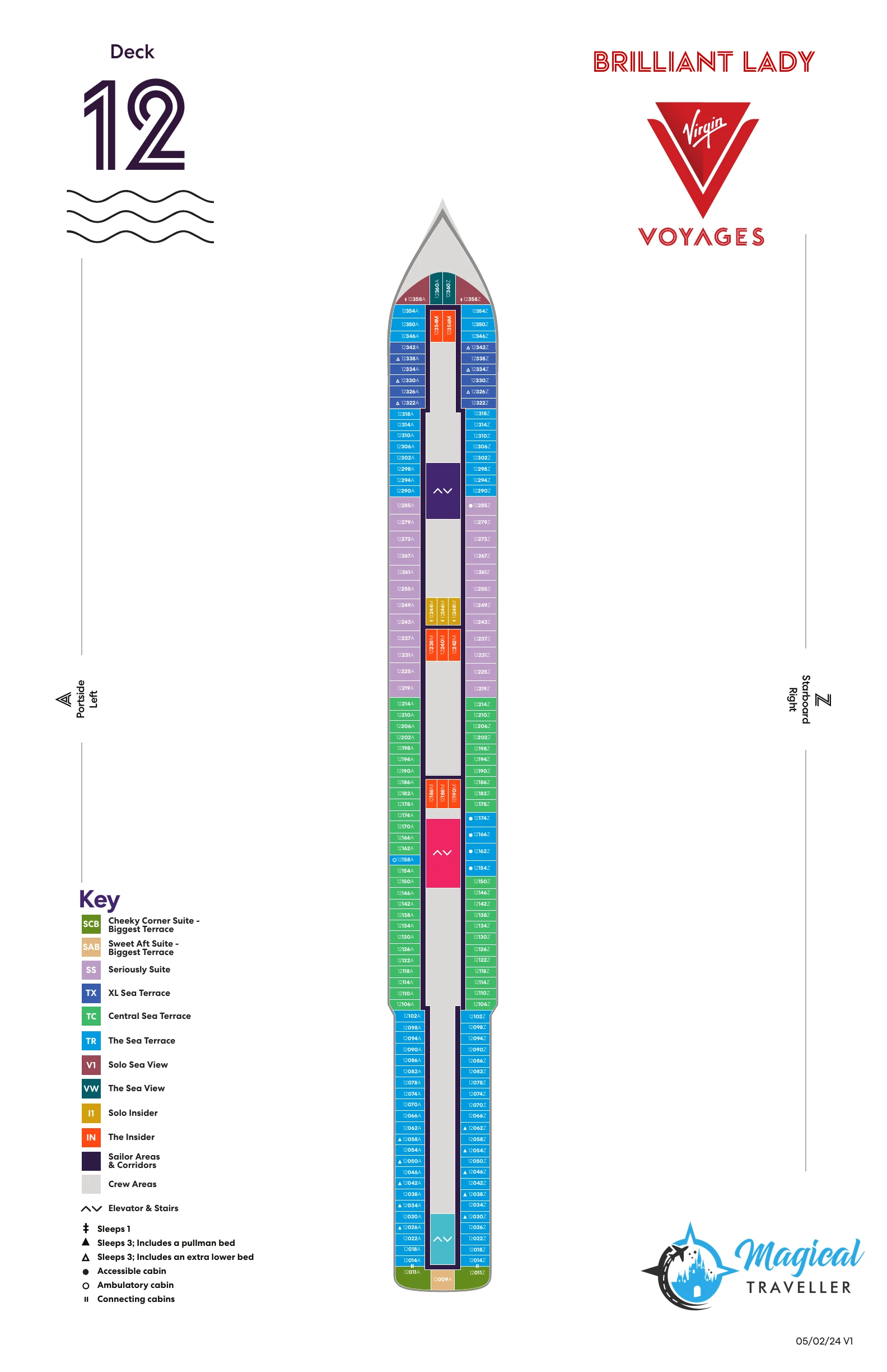 Brilliant Lady deck plan, Deck 12