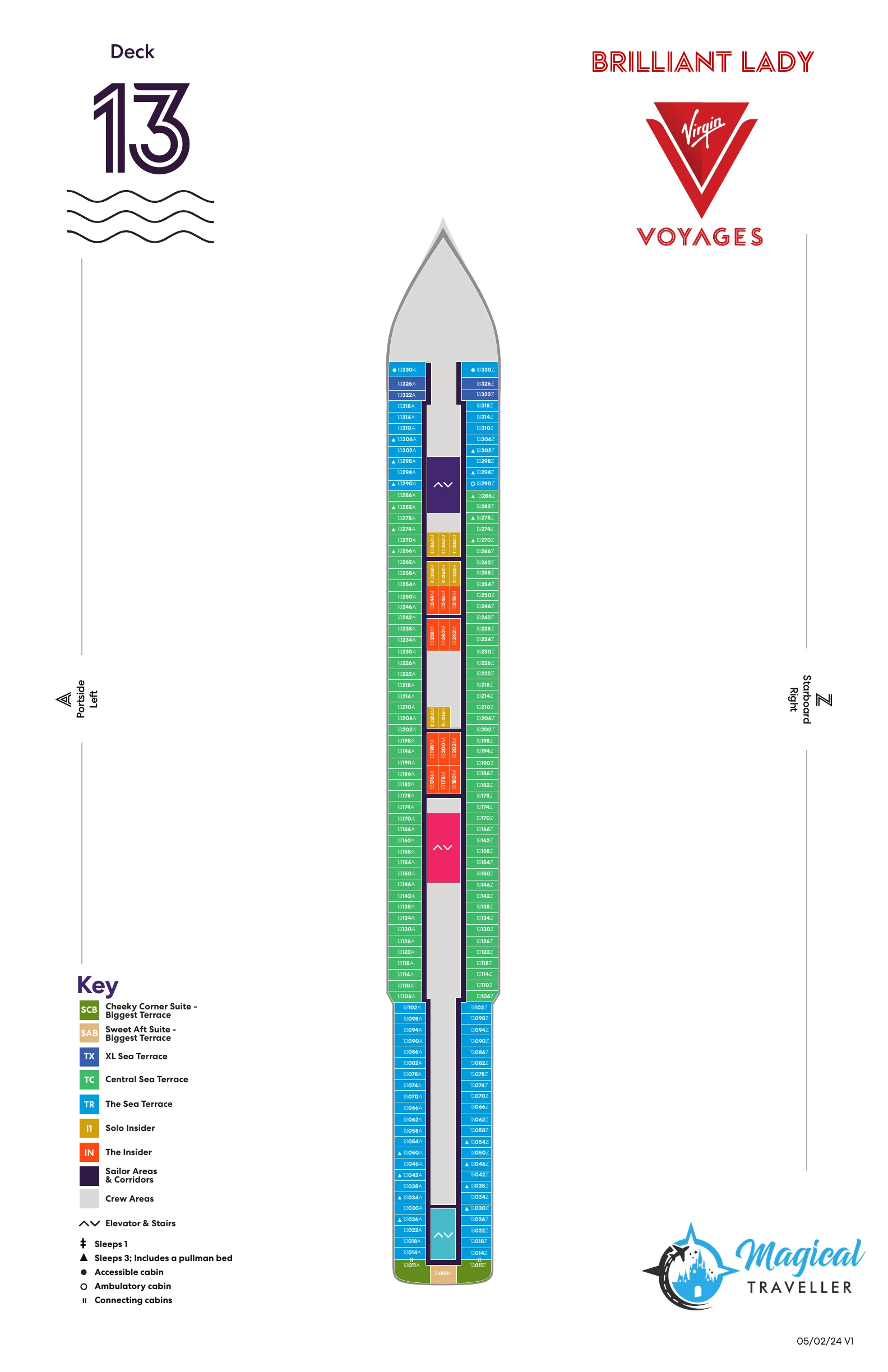 Brilliant Lady deck plan, Deck 13