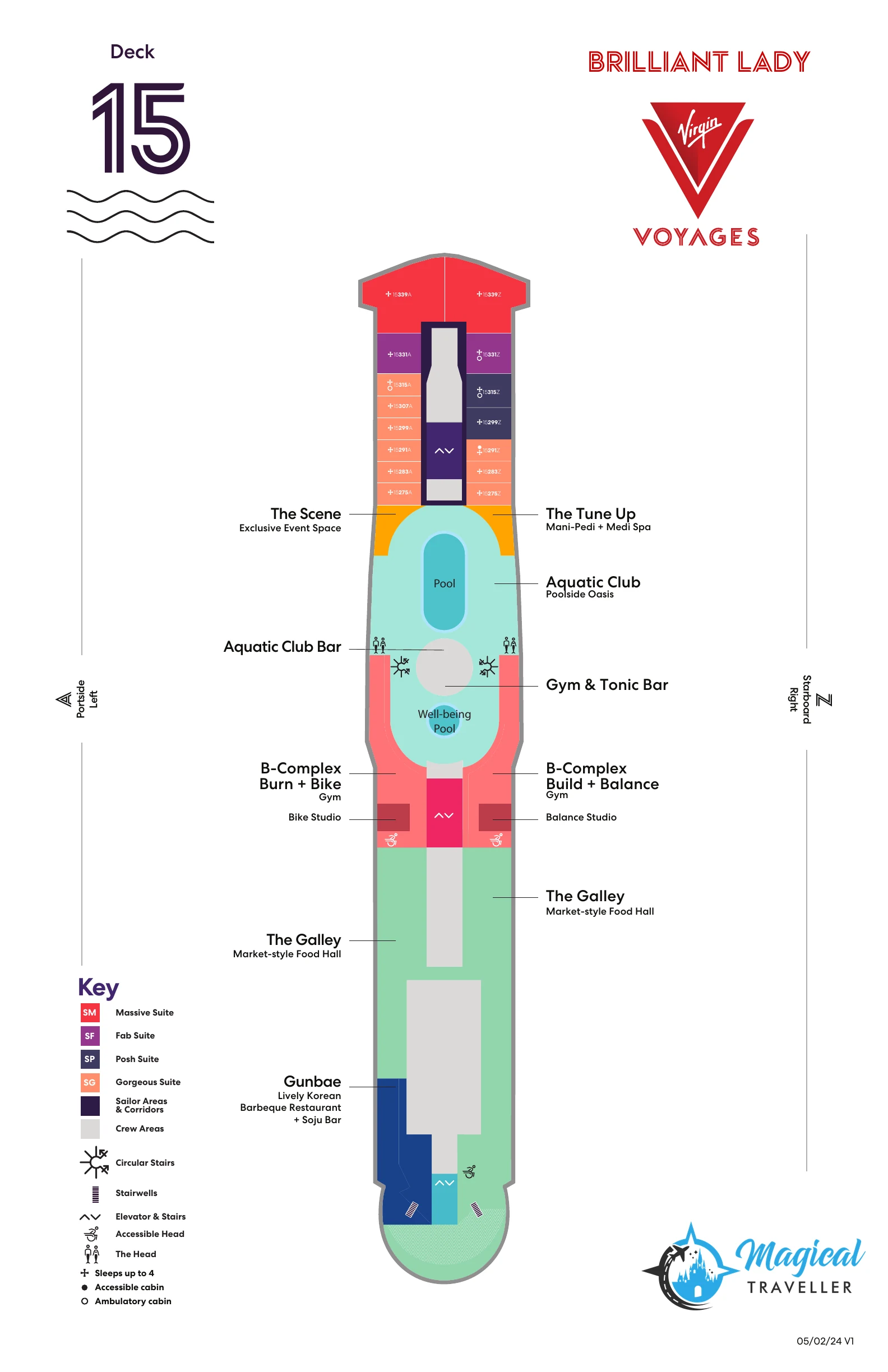 Brilliant Lady deck plan, Deck 15