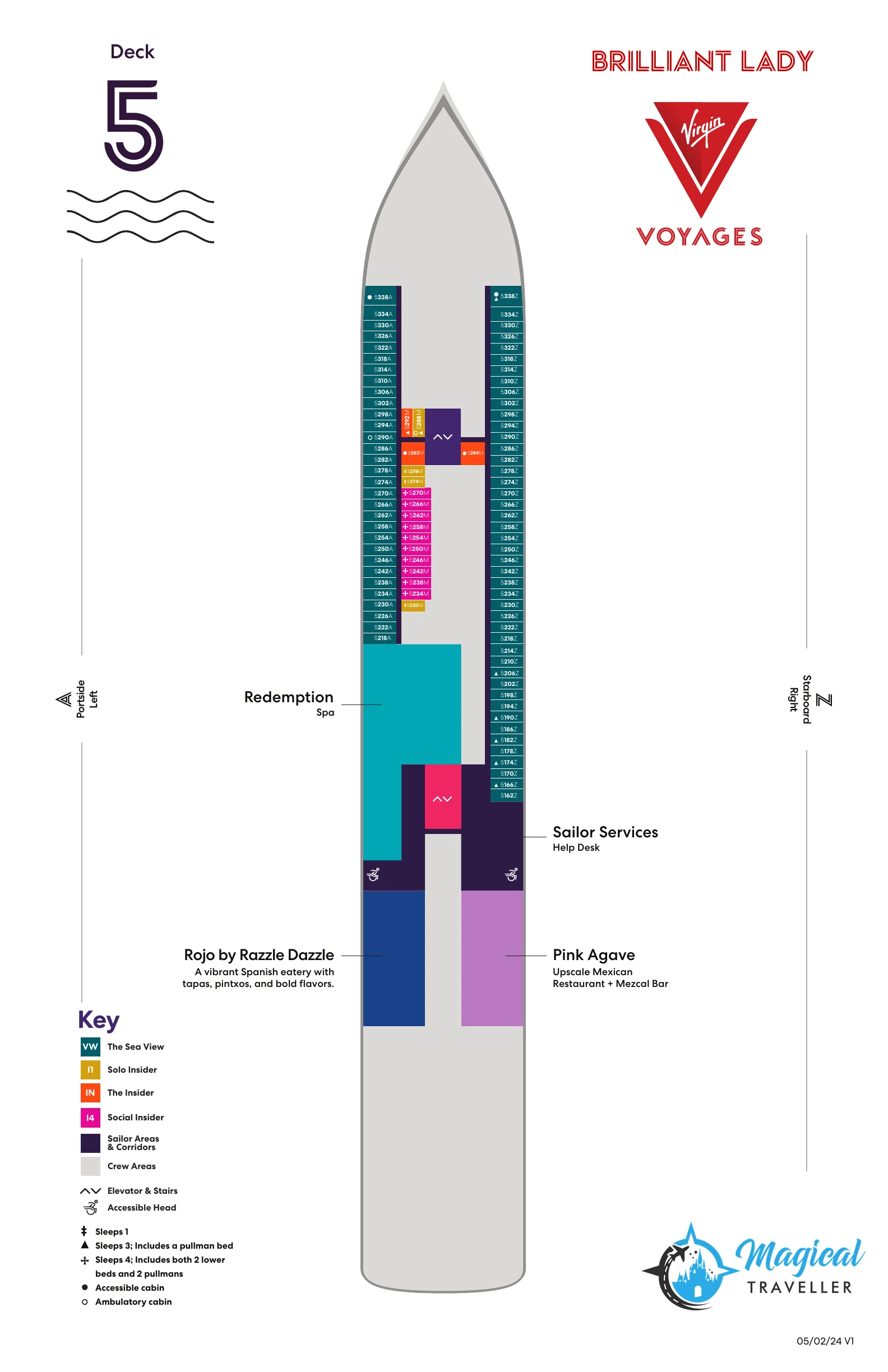 Brilliant Lady deck plan, Deck 5