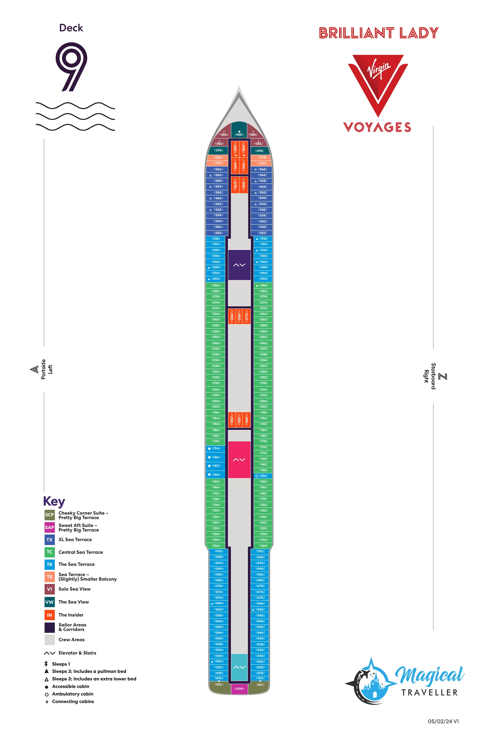 Brilliant Lady deck plan, Deck 9