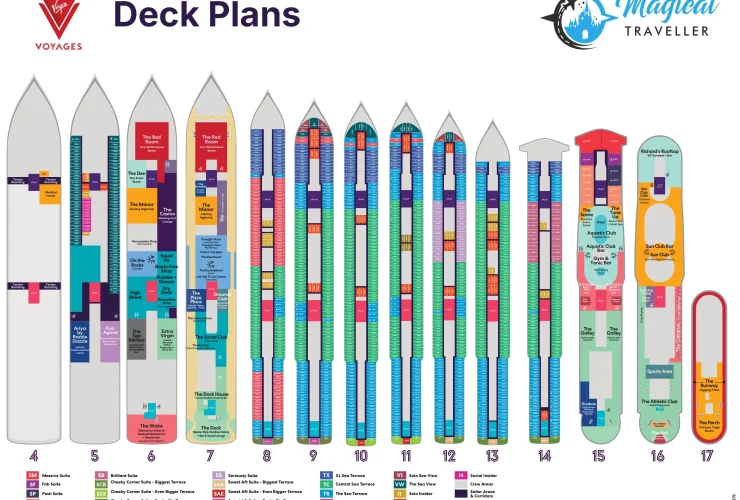 Valiant Lady deck plans, all decks