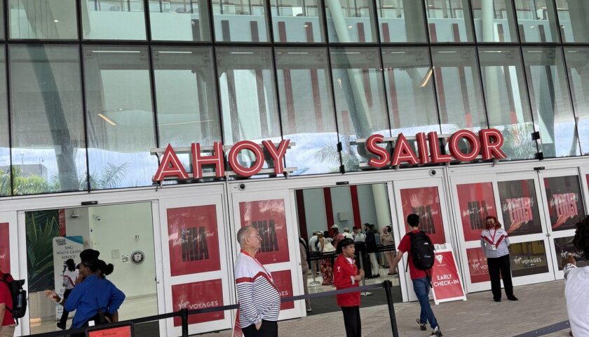 The main Ahoy Sailor entrance at Terminal V in Miami