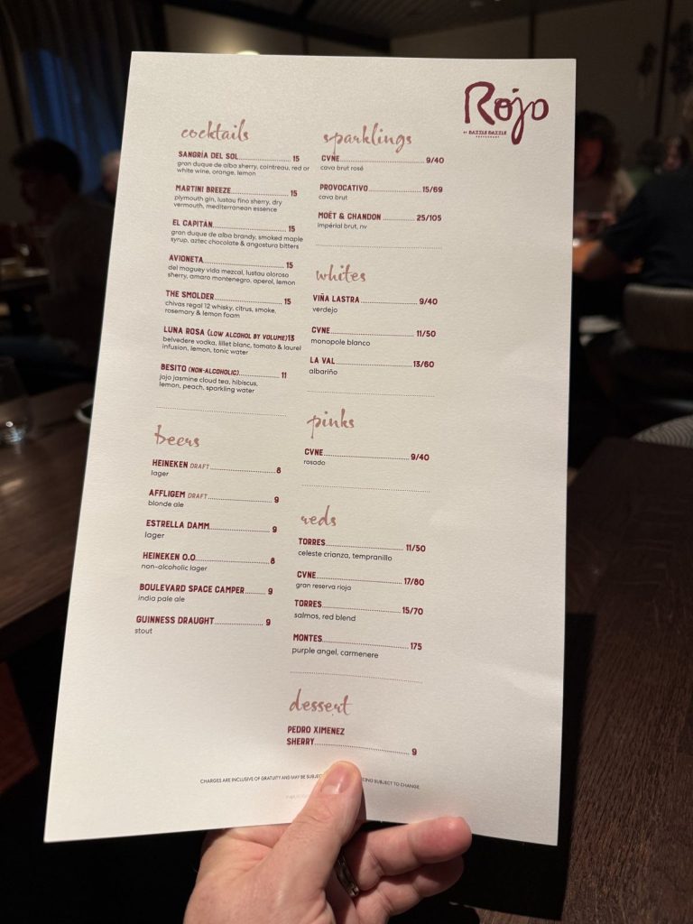 Brilliant Lady Rojo Drinks Menu (September 2026)